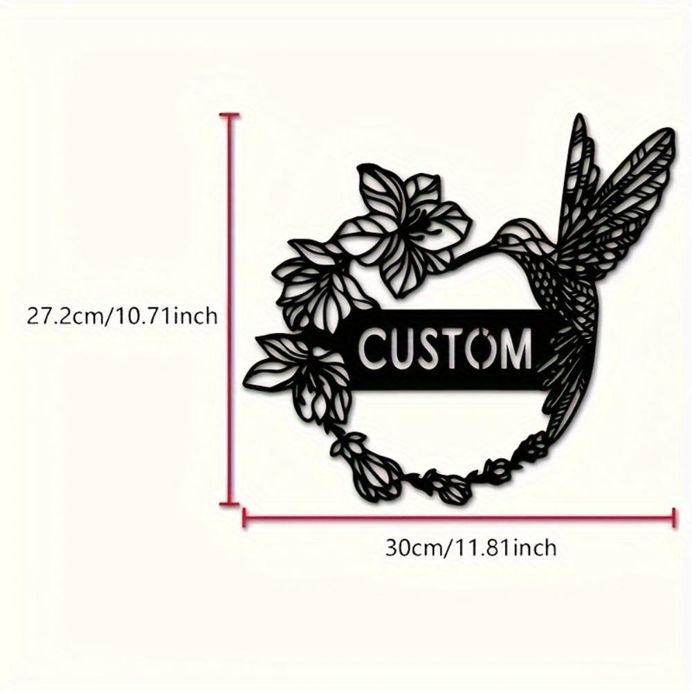 Custom Metal Wall Art Black Hummingbird Outdoor Garden Decoration Housewarming Gift
