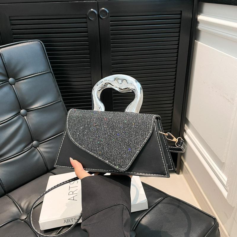 New splicing hypotenuse summer new casual contrasting metal portable small square bag shoulder bag women