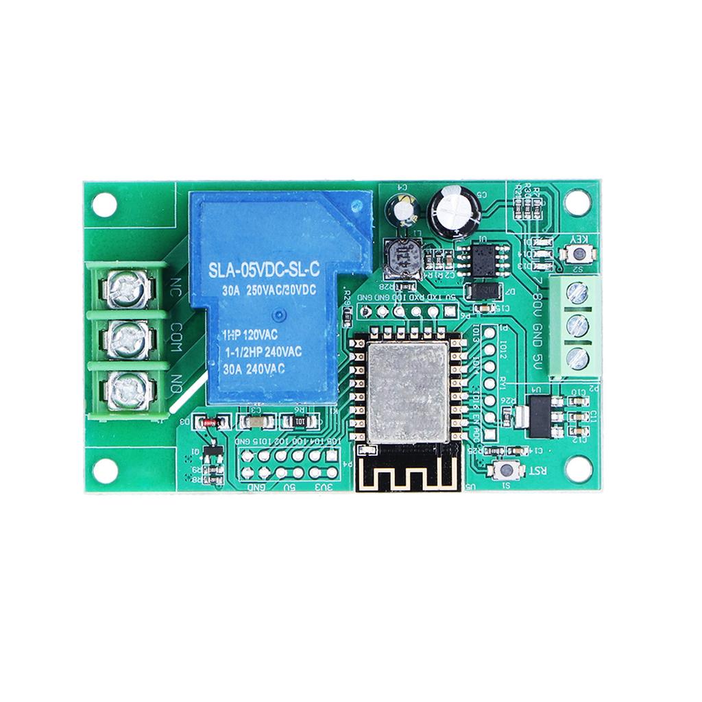 30A Relay Module 1 Channel WIFI Control Development Board with Pin Headers Sockets ESP‑12F