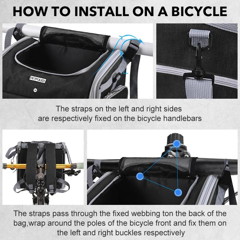 Fahrradkorb für Hunde oder Katzen, erweiterbarer Haustier-Tragerucksack mit weichen Seiten und 4 offenen Türen, faltbarer Fahrradträger für Hunde