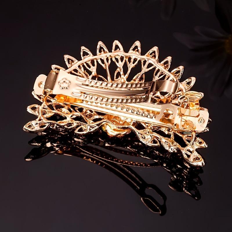 Bunter Eleganter Pfau Haarspange Groß Koreanischer Stil Legierung mit Edelsteinen, Federbelastetes Pferdeschwanz-Accessoire, Schickes & Einfaches Kreisförmiges Design für Stylisten