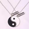2Pcs/Set Best Friends Tai Yin Yang Carved Bar Pendant Split Necklace Gift