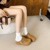 2025 Autumn and Winter New Belt Buckle French Retro Loafer Women's Shoes Doudou Velvet Platform Versatile Cotton Slippers