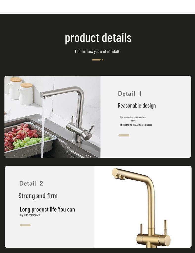304 Stainless Steel 360-Degree Rotating Hot and Cold Multifunctional Kitchen Water Purifier Faucet for Home Use