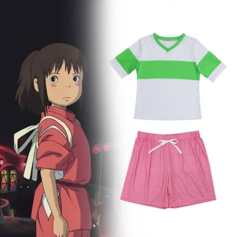 Ogino Spirited Away Chihiro Cosplay Costumes Set Halloween Performance Stage