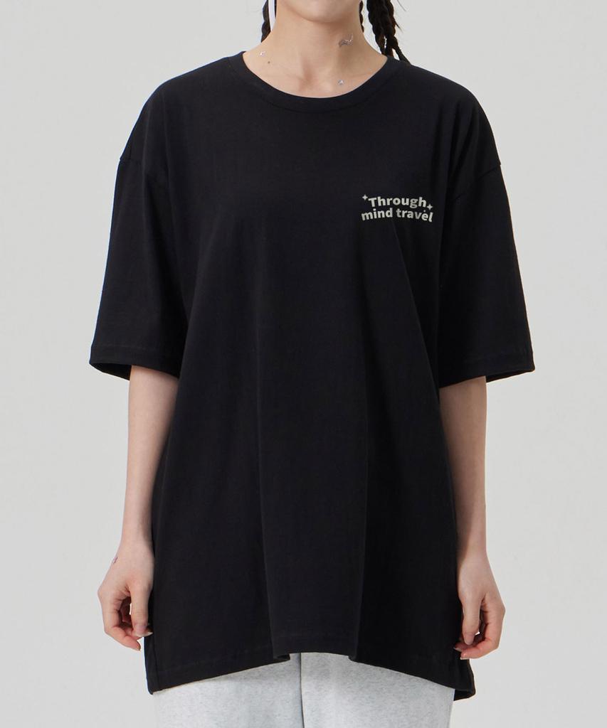 ASTRAL PROJECTION [Through Mind Travel] Cotton Loose Fit Short Sleeve T-Shirt_Black