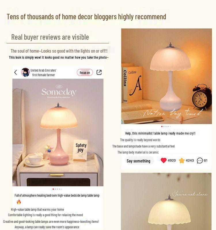 Nordic Minimalist Dimmable Glass Bedside Lamp: Modern, Warm, and Eye-Protecting