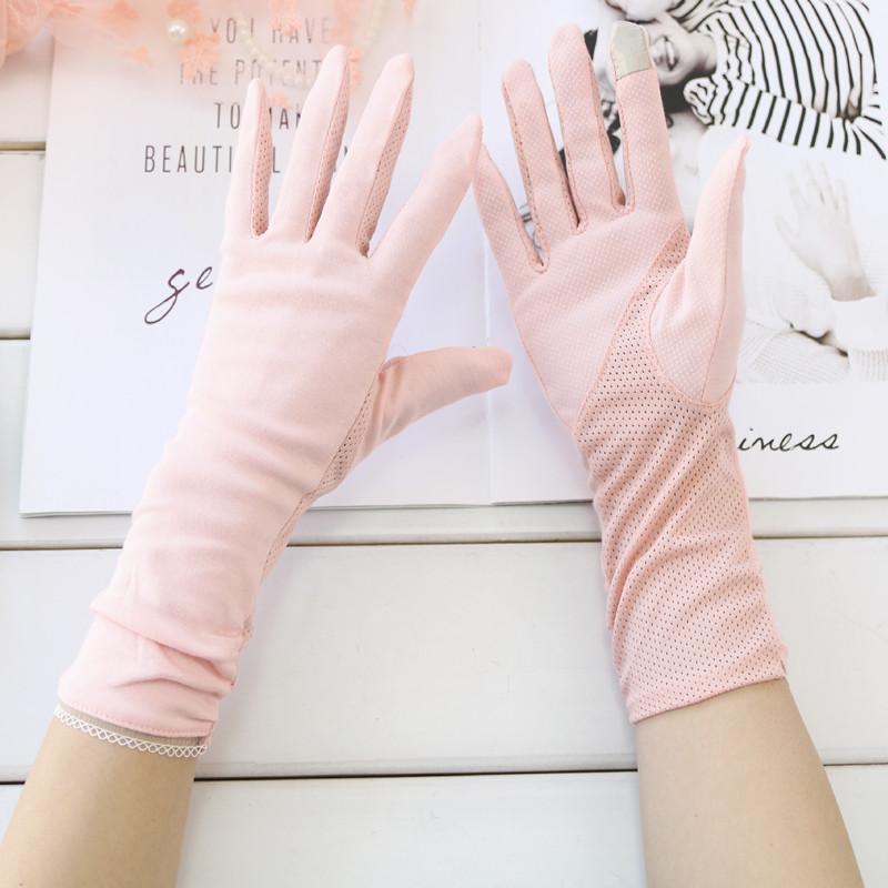 New Fashion Gloves Women Mid-long Summer Cotton Black Print Cycling Thin Touch Screen Bike Car Driving Gloves for Women