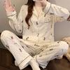 Spring New Wrinkled Cloth Women's Pajamas Cute Polka Dots Cute Long-sleeved Thin Small Loungewear Set