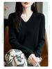 Temperamental Minimalist Women's V-neck Slimming Sweater - Soft, Casual, Skin-friendly Knitted Base for Autumn/Winter.