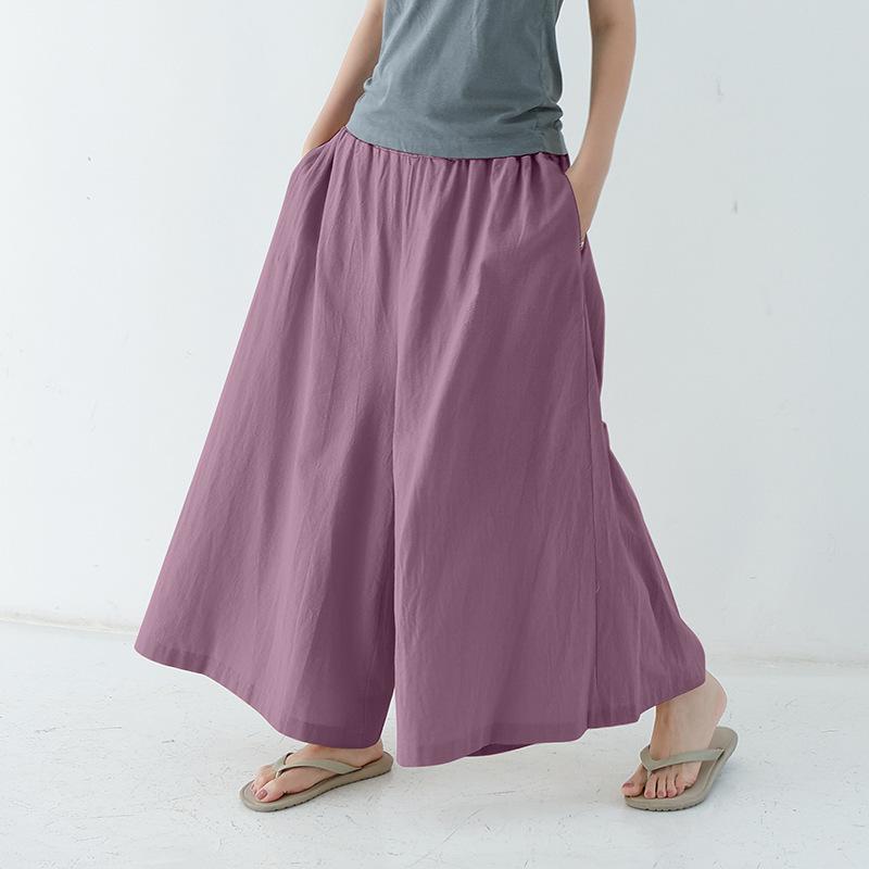 Rakuten Kadın Keten Pamuk Çok Renkli Bol Geniş Paça Cepli Culottes – Ekstra Uzun İlkbahar/Yaz Günlük Pantolon 2021 Koleksiyonu.