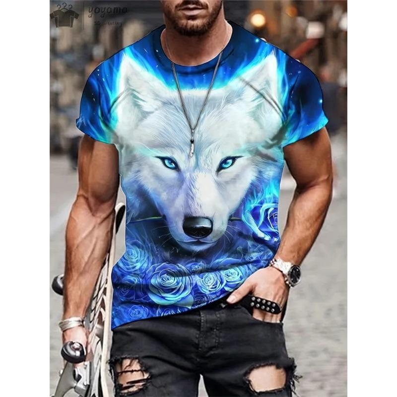 Men's T-Shirts Short Sleeve Beasts Graphic 3D Animal Printed Street Style Man Tops T-Shirt