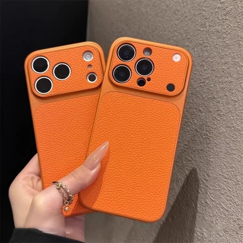 Luxury Litchi Leather Texture Matte Phone Case For iPhone 17 16 15 14 13 Pro Max 17Pro Camera Protection Shockproof Back Cover