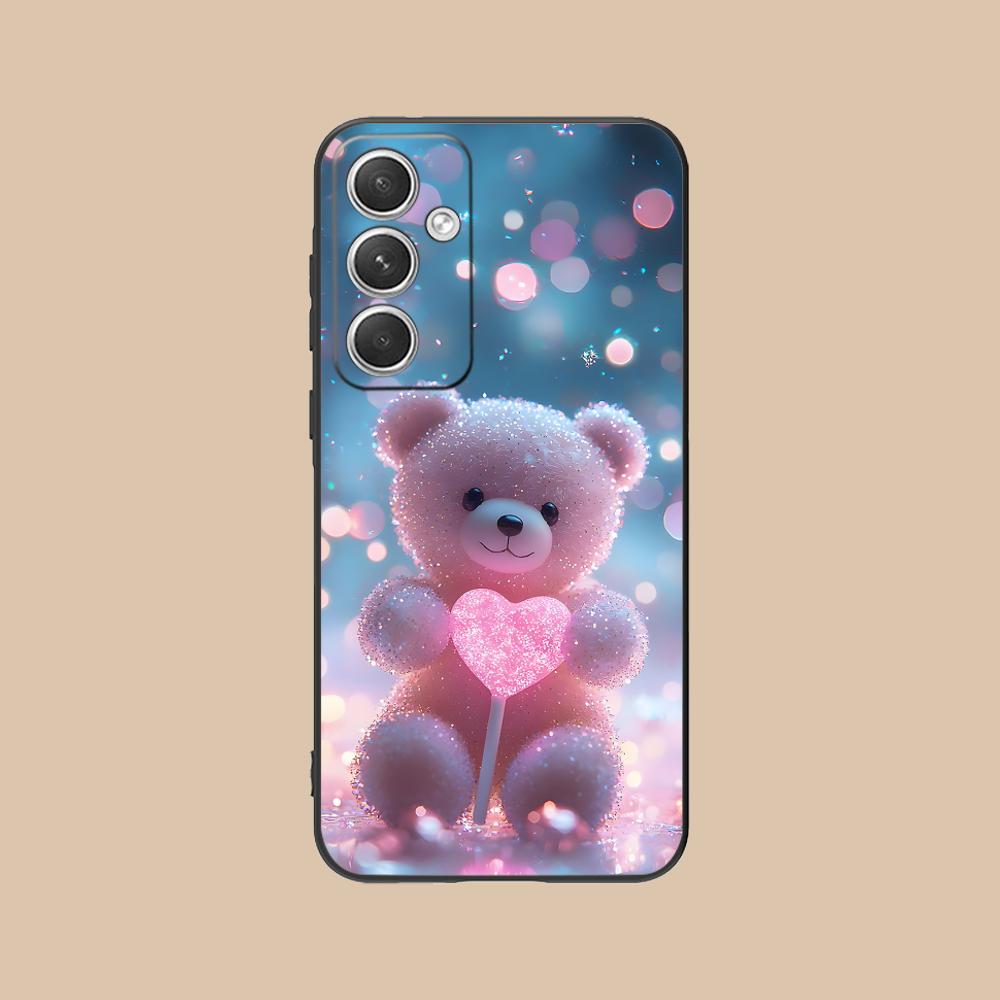 Kawaii Cute Bear Phone Case for Samsung Galaxy S25 S24 S23 S22 S21 S20 Note20 Plus FE Ultra Colour Printing Pretty Luxury