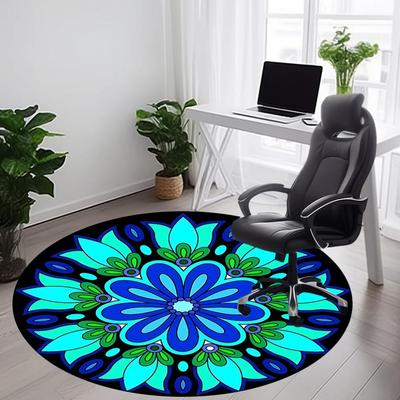 1pc Floral Mandala Pattern Carpet, Round Non Slip Durable Large Size Office Carpet, Suitable for Office