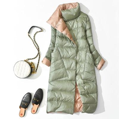 Γυναικείο χειμωνιάτικο μακρύ χοντρό μπουφάν με πούπουλα πάπιας Ζεστό χαλαρό γιακά παλτό διπλής όψης Πανωφόρι Parka με διπλό στήθος