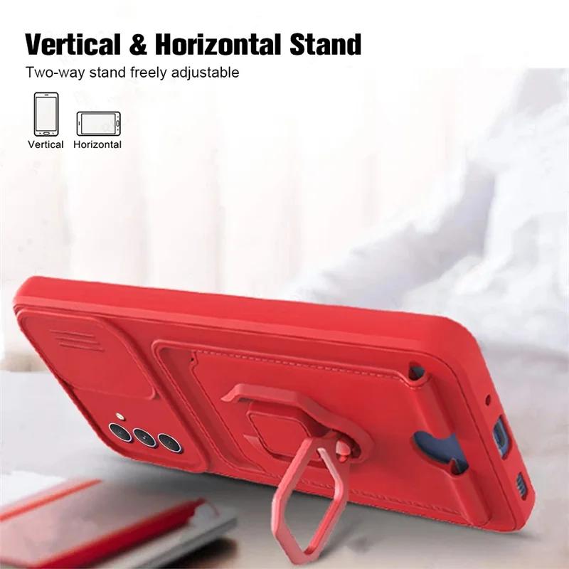 Ring Holder Card Slot Case For Samsung Galaxy A55 A54 A34 A24 A14 A35 A25 A15 A73 A53 A33 A23 A13 A72 A52 A32 A22 A71 A51 Cover