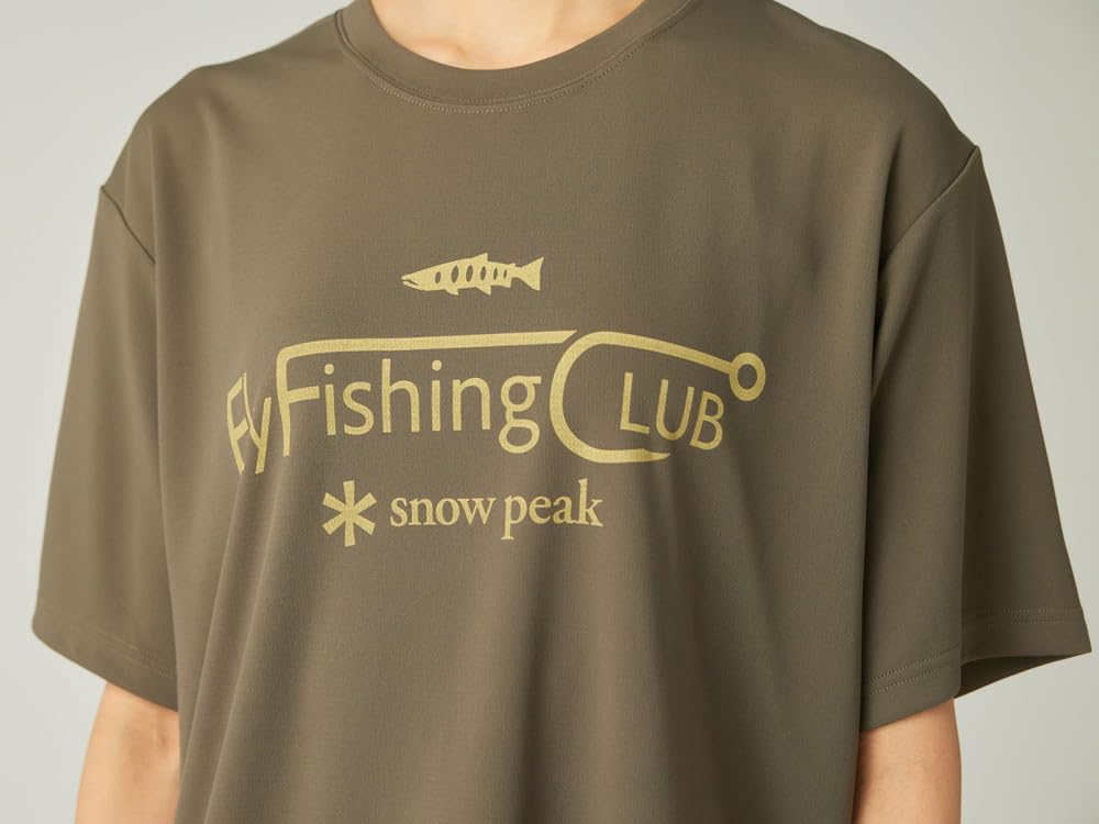 Snow Peak Flyfishing Club Graphic Short Sleeve T-Shirt SPF-TS-25AU902, Men's and Women's, Size M, GREIGE