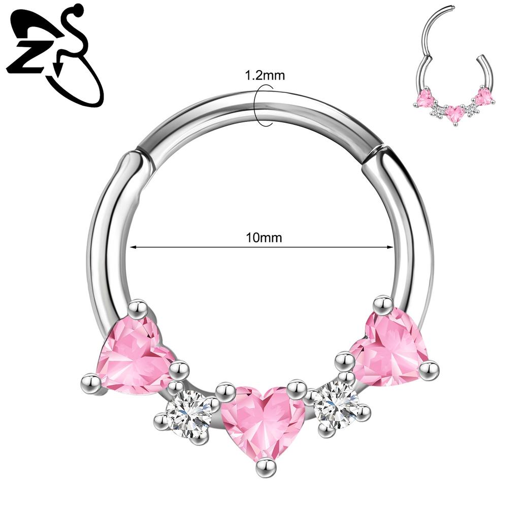 ZS 1 PC 16G Stainless Steel Nose Rings Cubic Zircon Septum Piercing Rose Snake Shape Ear Stud Helix Cartilage Piercings Jewelry