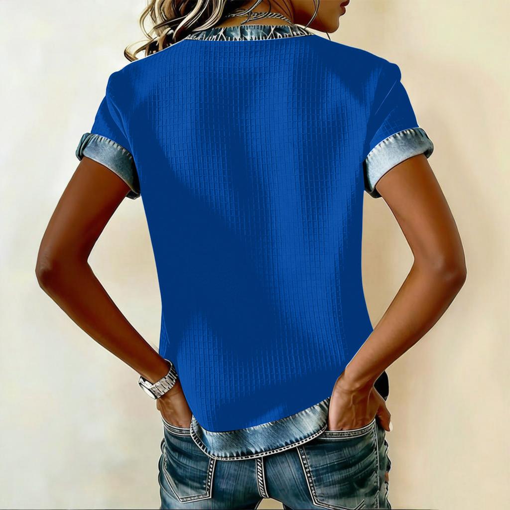 Top casual alla moda da donna con stampa di lettere
