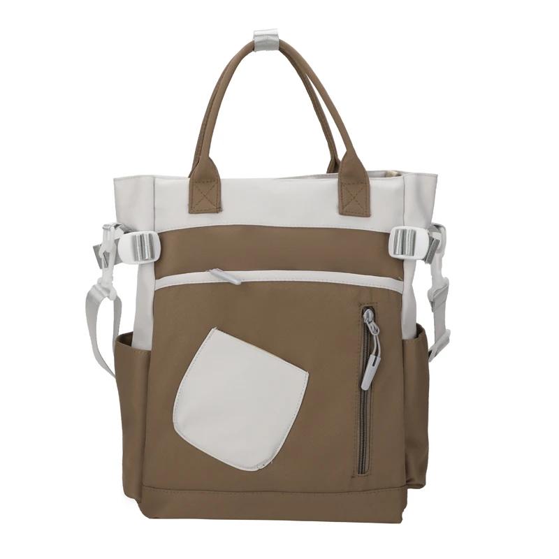 Practical Large Capacity Canvas Bag Solid Color Zipper Casual Bag Backpack for Girls and Boys