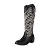 Britische hohe Stiefel, gespleißte, bedruckte Ritterstiefel, dicke Stiefel mit mittlerem Absatz, Größe 40-46, große Größen