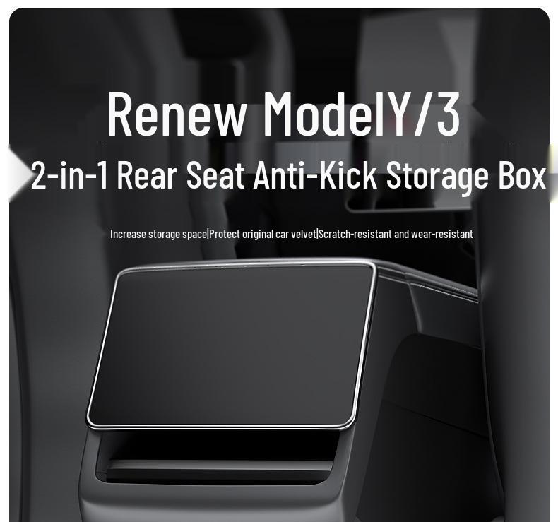 Flannel Anti-Kick Pad for Tesla Model Y/3 Rear Console - Wear-Resistant Protector