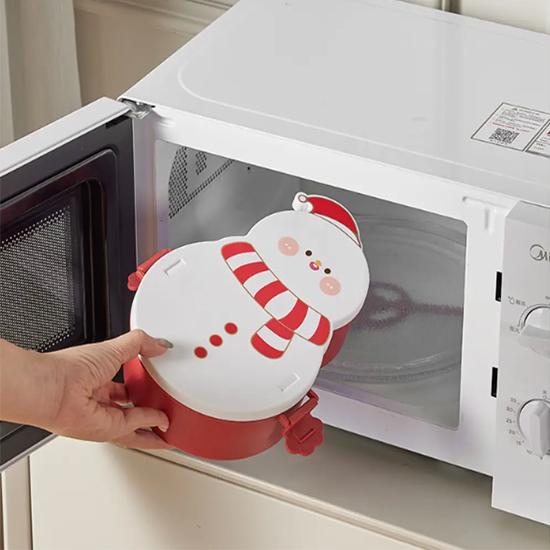 

Рождественский ящик для бенто со снеговиком, ящик для хранения свежих продуктов, ланч-бокс для студенческого отделения, ланч-бокс с микроволновым нагревом 23*16.5*7 красный