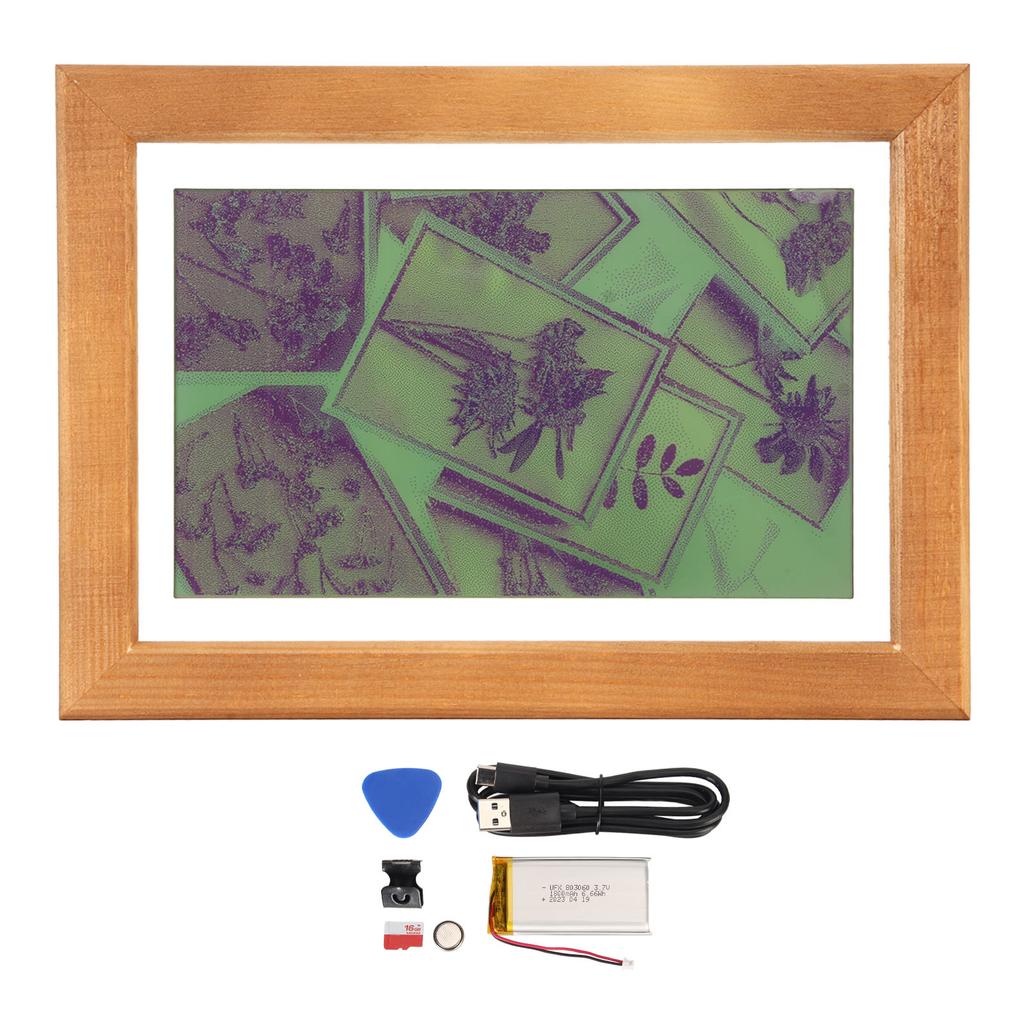 7.3 Inch Digital Photo Frame Support 7 Colors Display 800x480 E Paper Display with Wooden Photo Frame for Office