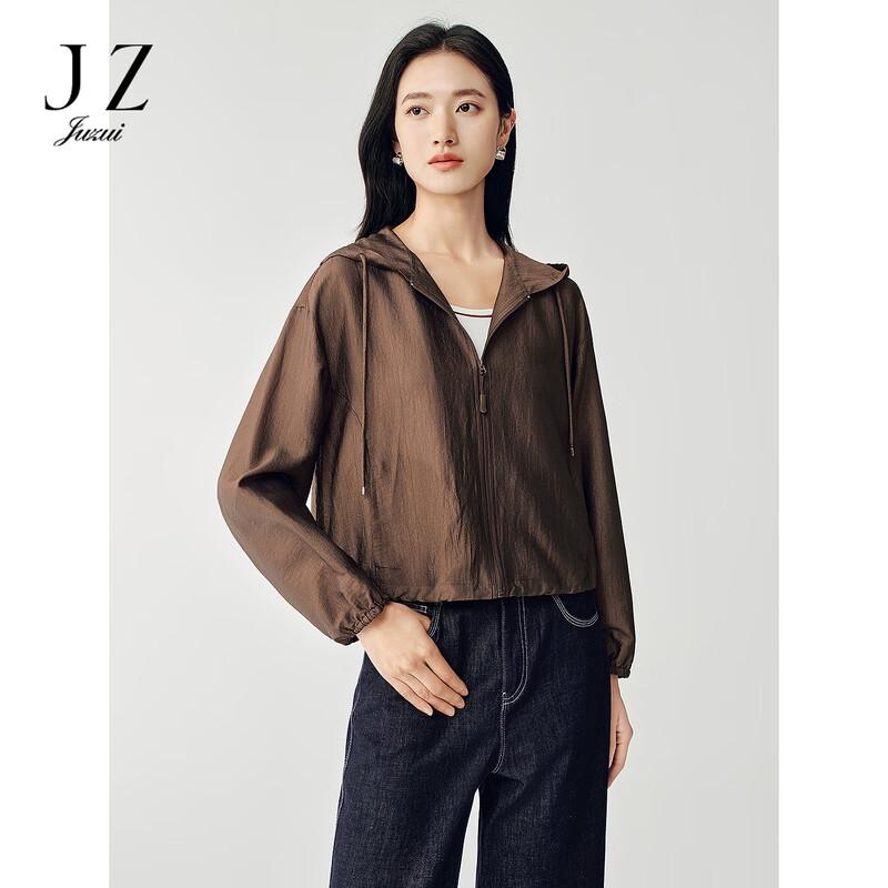 

JUZUI Women s Relaxed Sporty Hooded Acetate Jacket M