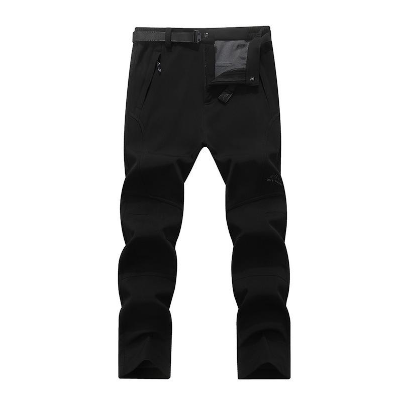 Men's Plus Velvet Thickened Softshell Pants - Windproof, Waterproof, Warm for Fall/Winter Outdoor Activities