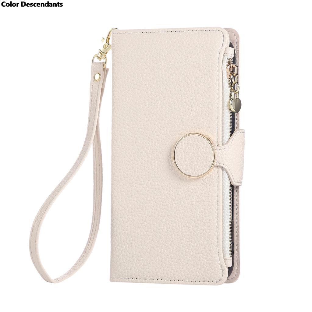 Wrist Strap Zipper Case For Vivo Y22S Y22 Y21 Y20 Y19S Y18 Y17 Y16 Y15 Y12 Y11 Y10 Y04 Y03 Flip Stand Multi 3 Cards Leather Cove