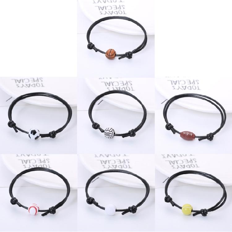 Football Cord Braided Rope Bracelet with Charm for Girl Women Men Teens
