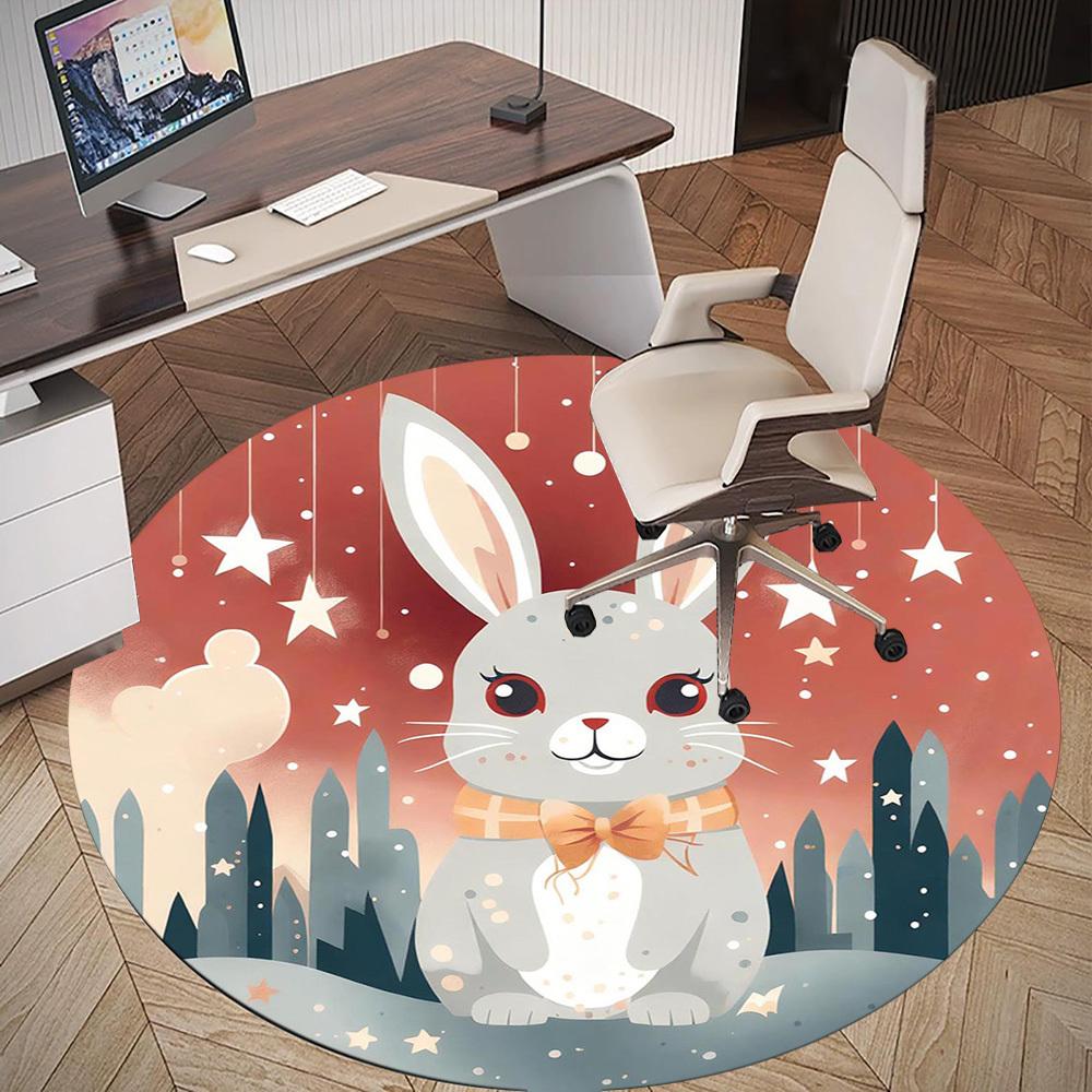1pc Rabbit Stars Round Chair Mat Office Area Rug - Non-Slip, Floor Mat for Office, Bedroom, Ideal Home Decor Gift C0112131
