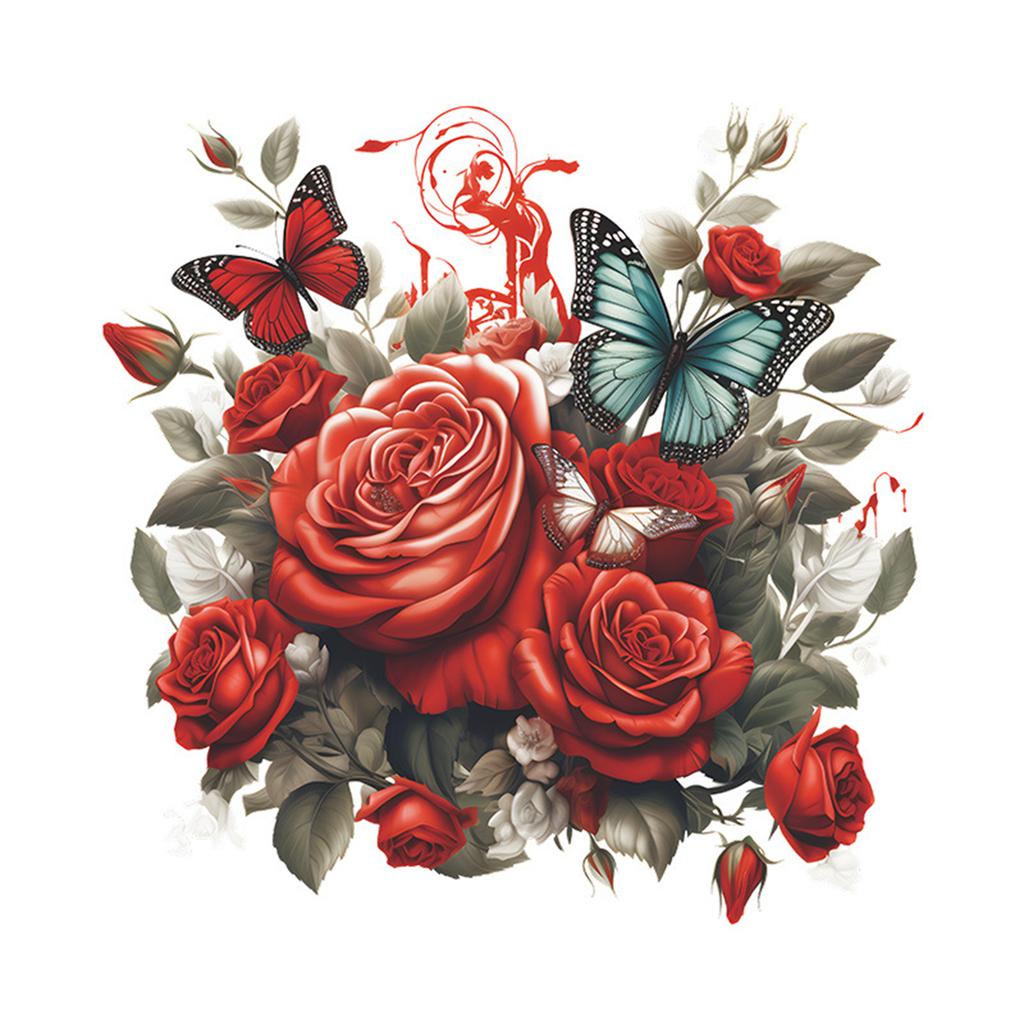 Rose Butterfly Toilet Sticker Self Adhesive Bathroom Wall Sticker Flower Decals For Home Bathroom Decoration