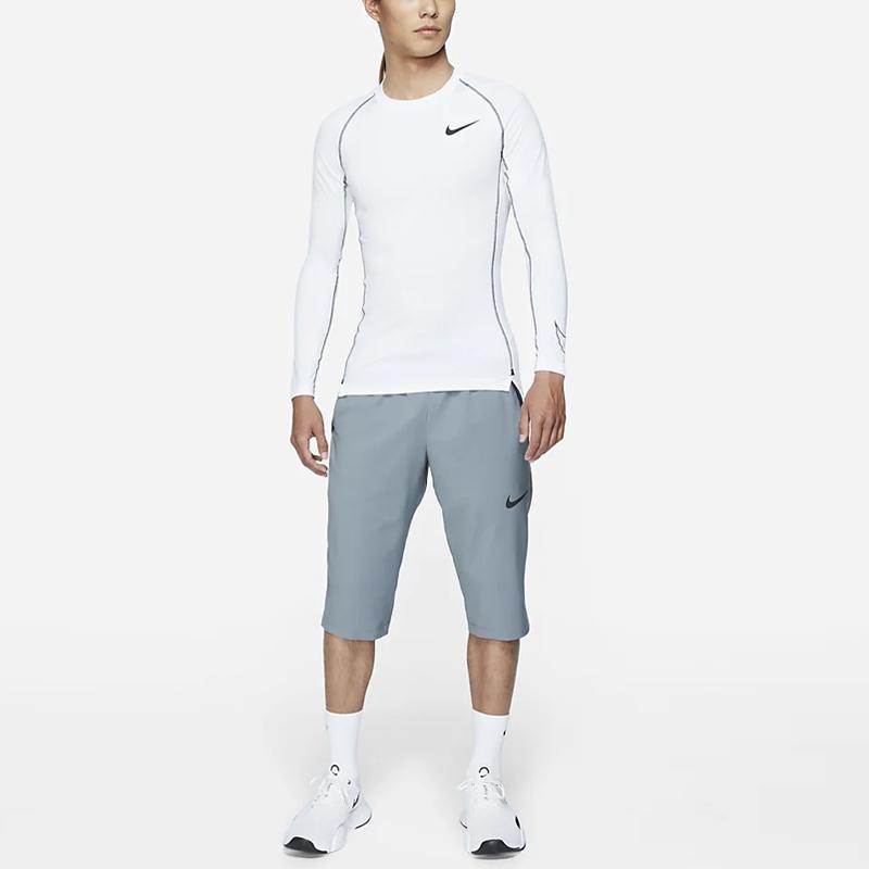 Nike Pro Dri-Fit Spor Günlük Dar Kesim Uzun Kollu Yuvarlak Yaka Tişört Erkek Üstler Beyaz DD1991-100