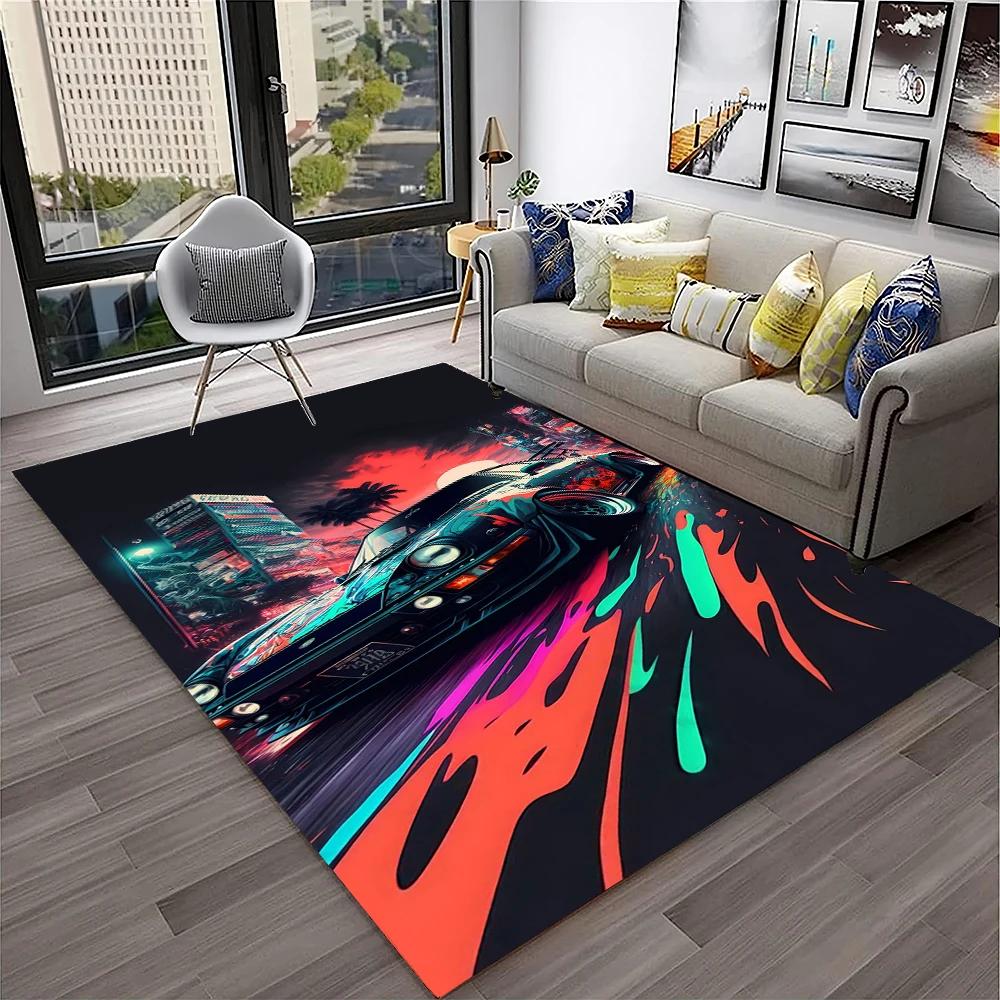 Racing Car Sports Car Carpet Rug for Home Living Room Bedroom Playroom Sofa Doormat Decor,Kids Game Area Rug Non Slip Floor Mat