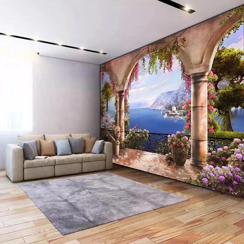 European Style 3D Wallpaper Seaside Landscape Custom Photo Mural Living Room Restaurant Home Decor Wall Painting Backdrop
