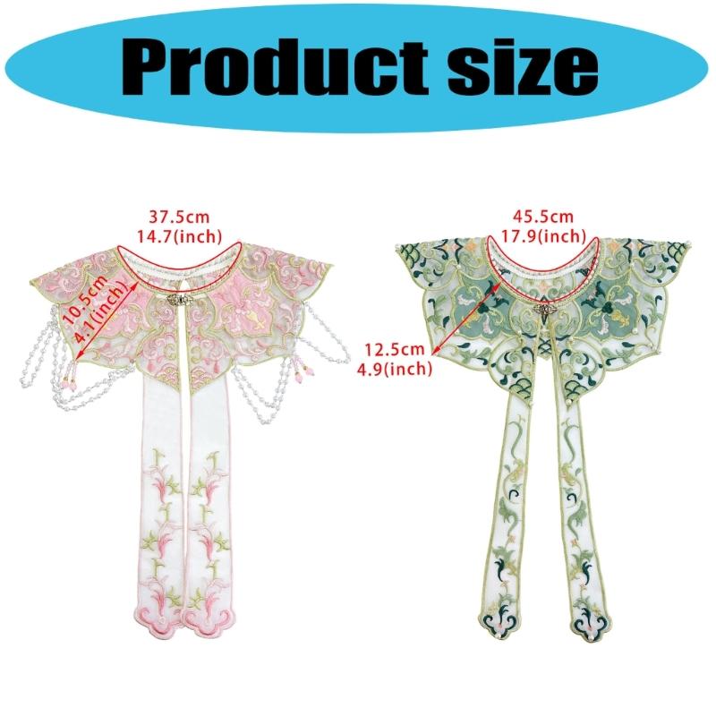 Traditional Chinese Embroidered Flower Cloud Collar with Tassels Polyester Comfortable for Cloth Accessory Cultural Wear
