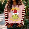 Women's Long Sleeve Neck Pullover Sweatshirt with Christmas Holiday Print for Casual Daily Wear