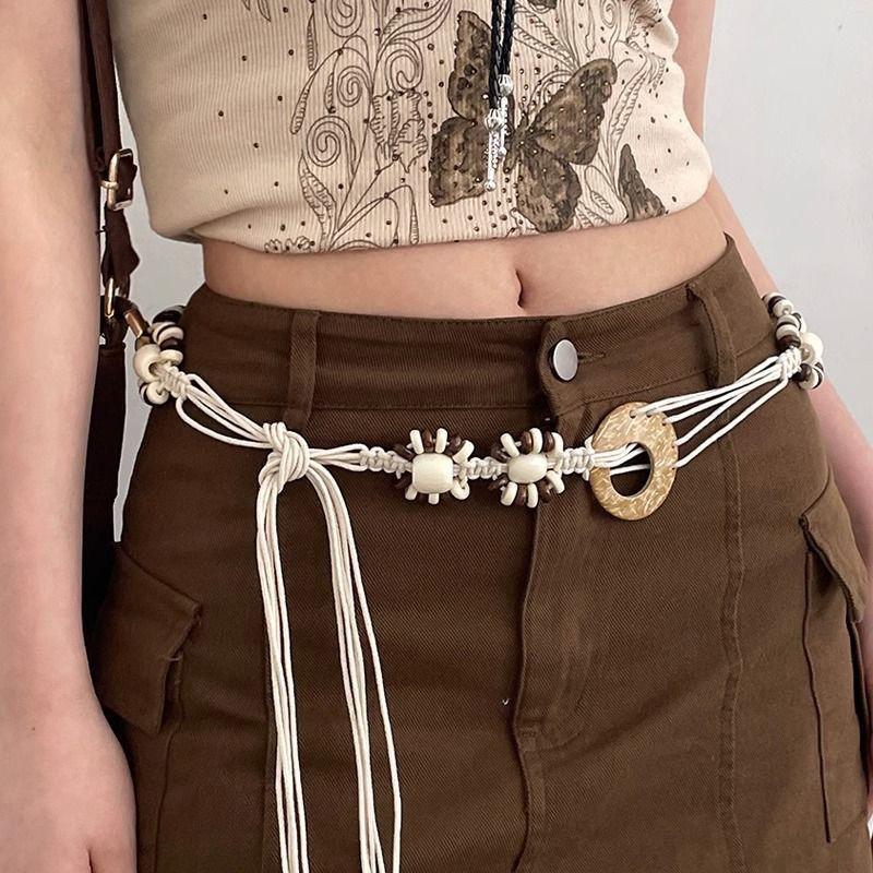 Vintage Ethnic Style Handwoven Waist Rope Women'S Dress Decorative Waist Chain Versatile Bohemian Y2K Belt
