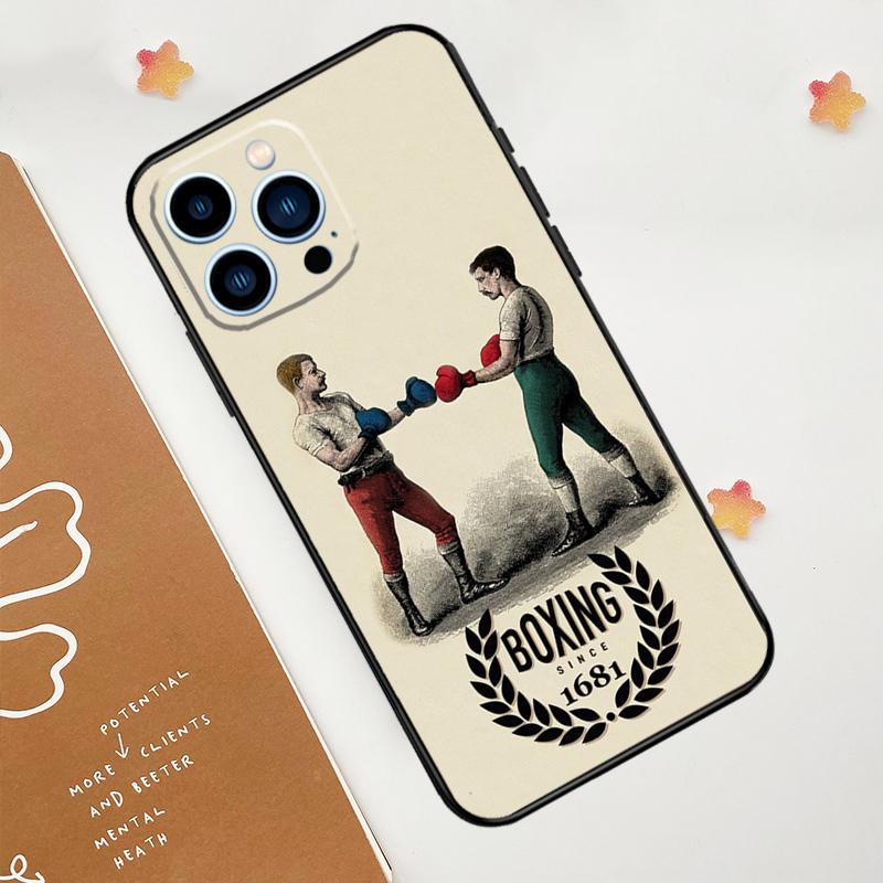 Boxing Art Case For iPhone 15 16 14 13 12 11 Pro Max Plus X XR XS Max 12 13 Mini Soft Bumper Cover