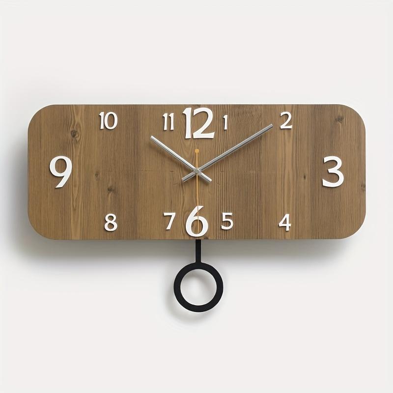 Geräuschlose Wanduhr mit Schwenkmechanismus, modernes rechteckiges Design, kräftige gelbe Ziffern auf schwarzen Zeigern, batteriebetrieben (AA-Batterie nicht enthalten), für das Wohnzimmer.