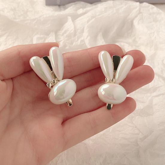 Mädchen Haarspange Vergoldete Basis Kunstperle Kaninchen Design Stabiler Halt Haarspange Seitenpony Haarspange Haaraccessoire