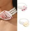 Lightweight Resin Vintage Pearls Rose Necklace Perfect Neck Accessory for Stylish Outfits In Casual or Formal Event