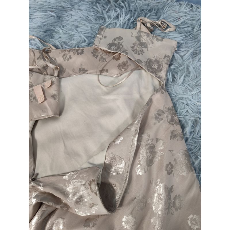 Trade Order Cross-Border Quick Sale Exquisite Jacquard Print Sling Backless Gyaru Tight Figure Flattering Chest Emphasizing Jumpsuit Long Dress