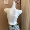 6967 #Human Cotton Solid Color Simple And Versatile Sling Vest, Spice Girl With Chest Pad Base, Short Outer Top