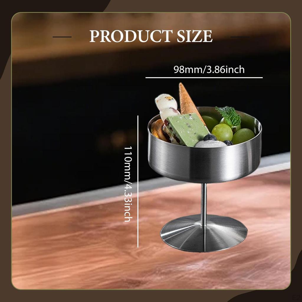 High Footed Ice Stainless Steel Dessert Cup Bowl Snack Candy for Sundae