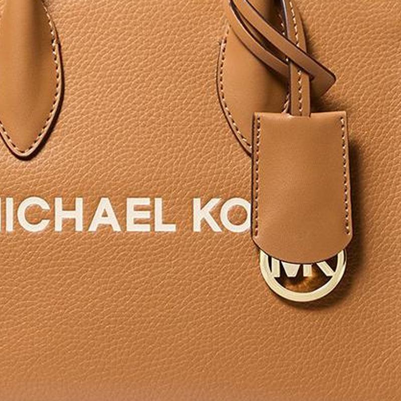 Michael Kors MK Mirella Adjustable Shoulder Strap Logo Print Leather Shoulder Bag Women shoulder bag Light-Brown 35F4G7ZC5L-714