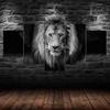 Lion Wild Animal Black and White Scene 5 Piece Five Panel Wall Canvas Print Modern Art Poster Picture Home Decor Gift For Him For Her